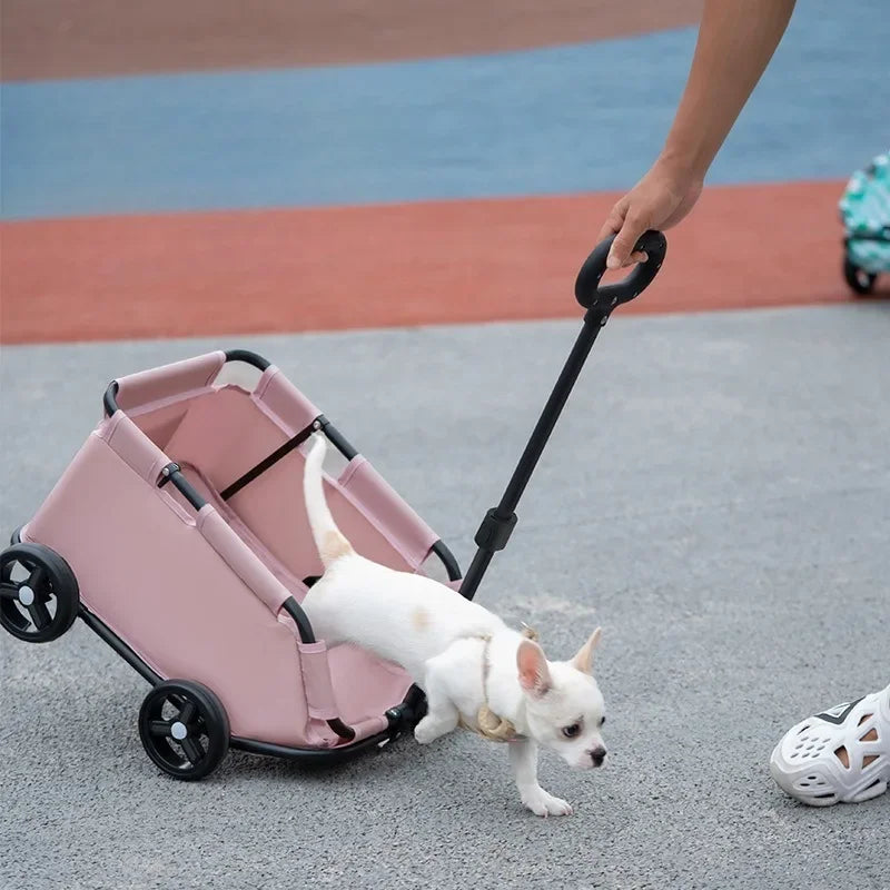 Foldable Dog and Cat Shopping Cart Small Pet Cart Teddy Dog Travel Outdoor Cat Trailer Carrying Supplies Accessories Stroller