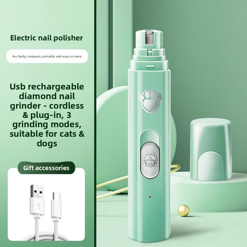 Durable Electric Dog Nail Grinder Pet Nail Clipper USB Rechargeable Pet Nail Trimmers Painless with Polisher Wheel for Pets