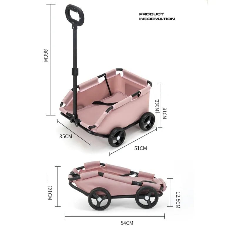 Foldable Dog and Cat Shopping Cart Small Pet Cart Teddy Dog Travel Outdoor Cat Trailer Carrying Supplies Accessories Stroller