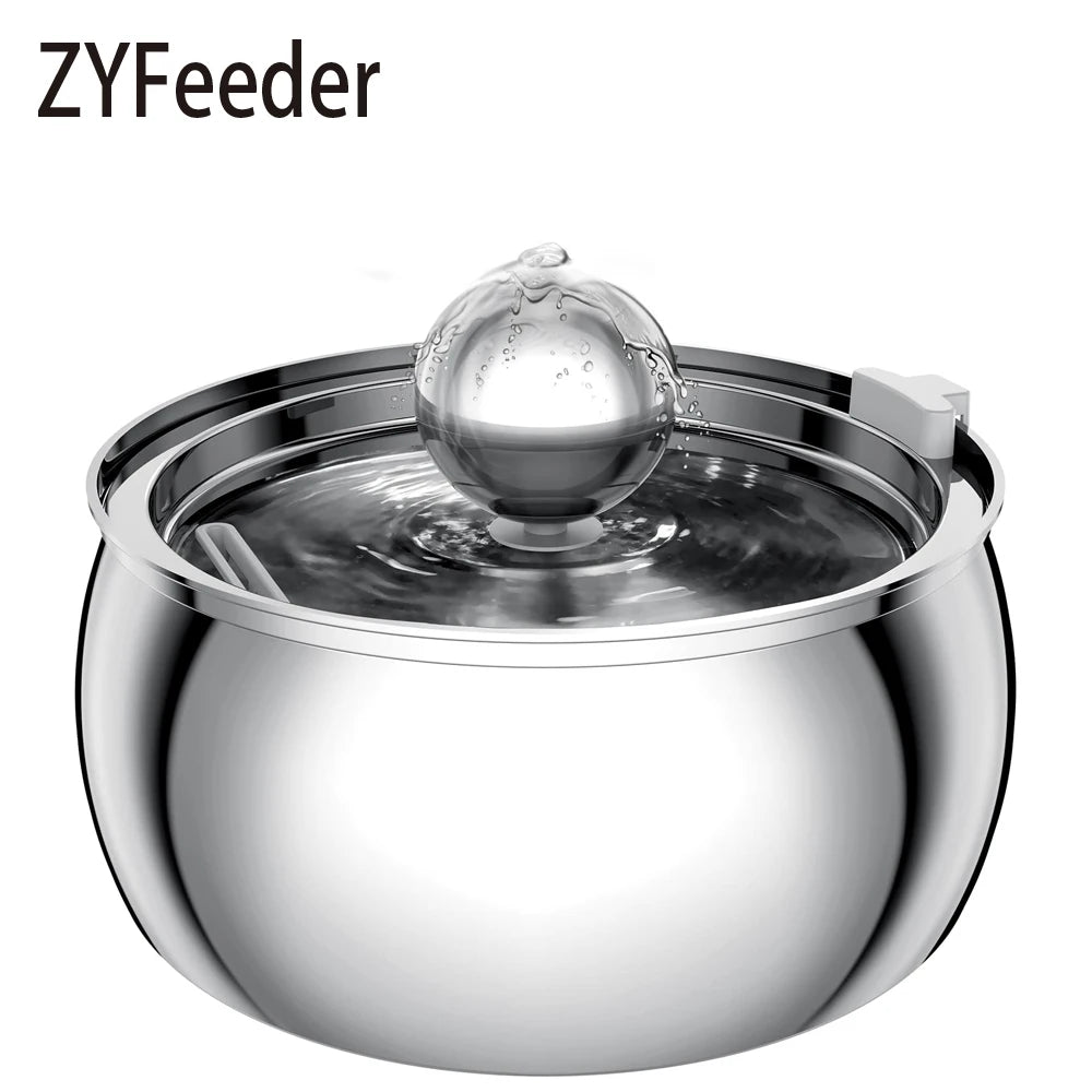 ZYFeeder 4L Cat Drinking Fountain Stainless Steel Pet Water Feeder with Window Silent Automatic Cat Dog Water Feeder Not Plug