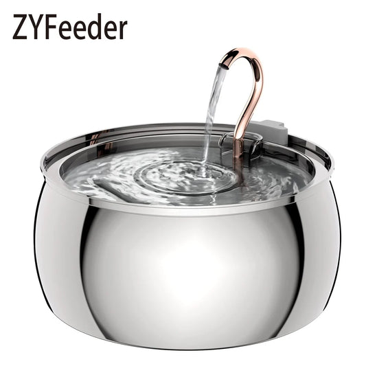 ZYFeeder 4L Cat Drinking Fountain Stainless Steel Pet Water Feeder with Window Silent Automatic Cat Dog Water Feeder Not Plug