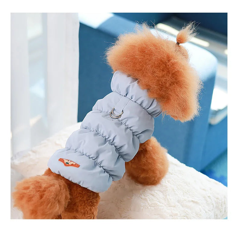 Pet Dog Warm Coat Jacket with Leash Buckle Cat Winter PU Clothing Down Coat for Dog Puppy Dog Apparel PU Jacket Pet Product