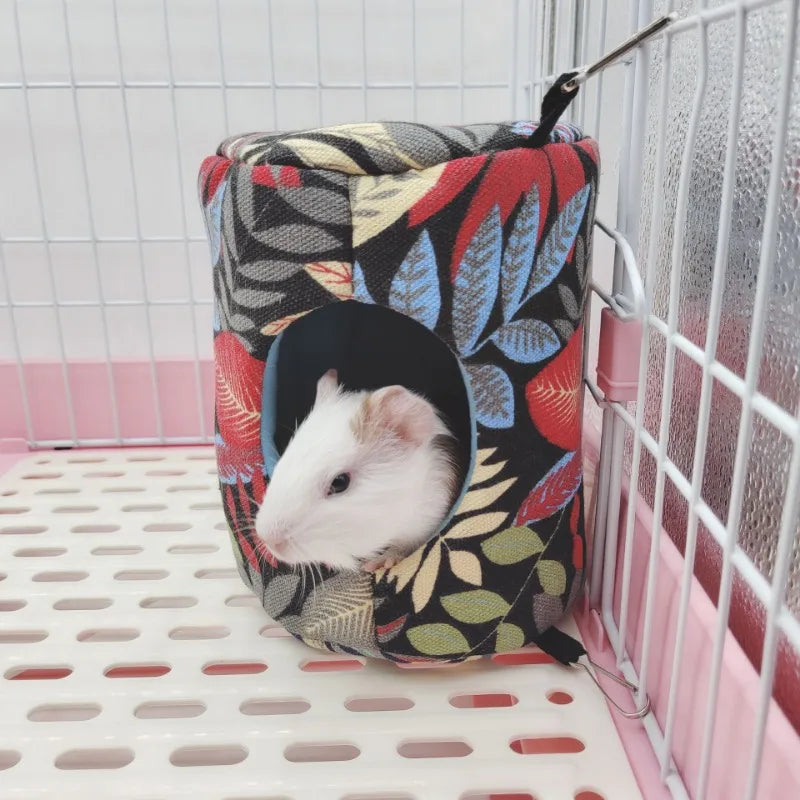 Hamster House Warm Soft Beds And Houses Rodent Cage Printed Hammock for Rats Cotton Guinea Pig Hanging Cage Small Animal