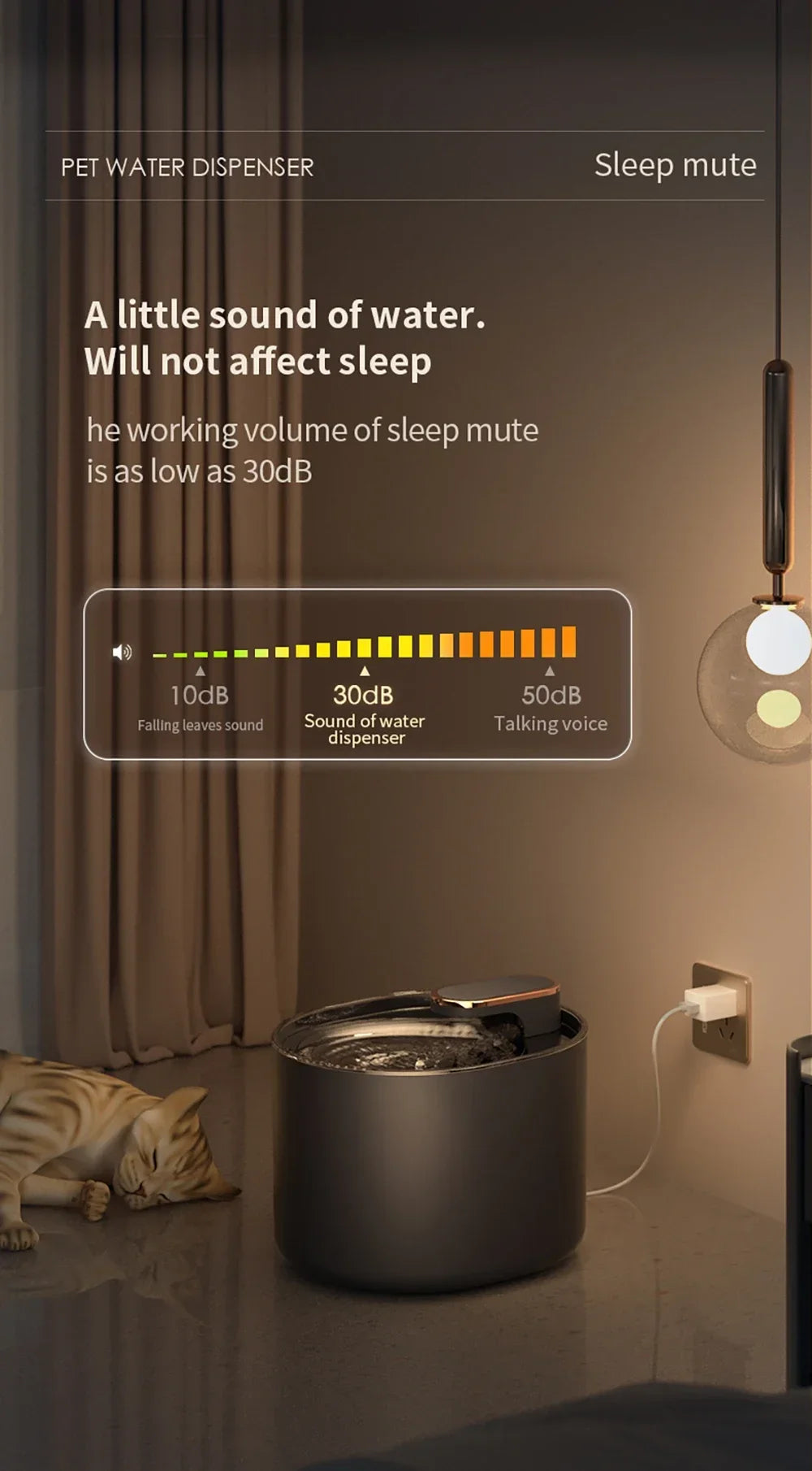 Cat Water Fountain 3L Automatic Water Dispenser with LED Light Ultra Silent Pet Drinking Water Fountain Automatic Pet Feeder