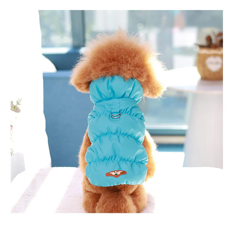 Pet Dog Warm Coat Jacket with Leash Buckle Cat Winter PU Clothing Down Coat for Dog Puppy Dog Apparel PU Jacket Pet Product