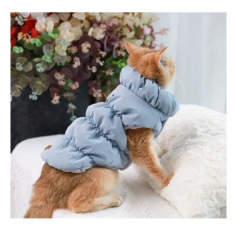 Pet Dog Warm Coat Jacket with Leash Buckle Cat Winter PU Clothing Down Coat for Dog Puppy Dog Apparel PU Jacket Pet Product