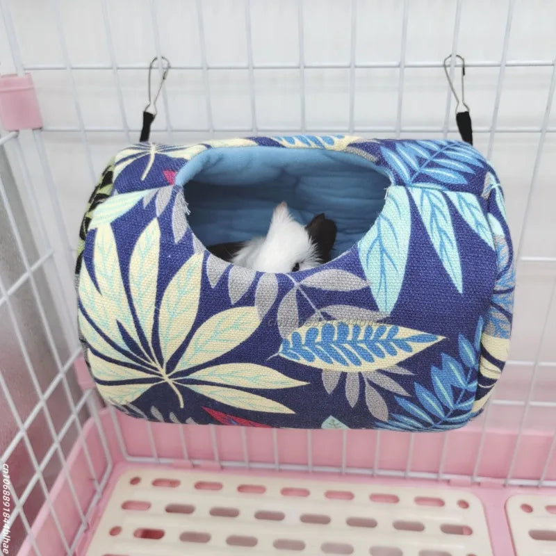 Hamster House Warm Soft Beds And Houses Rodent Cage Printed Hammock for Rats Cotton Guinea Pig Hanging Cage Small Animal