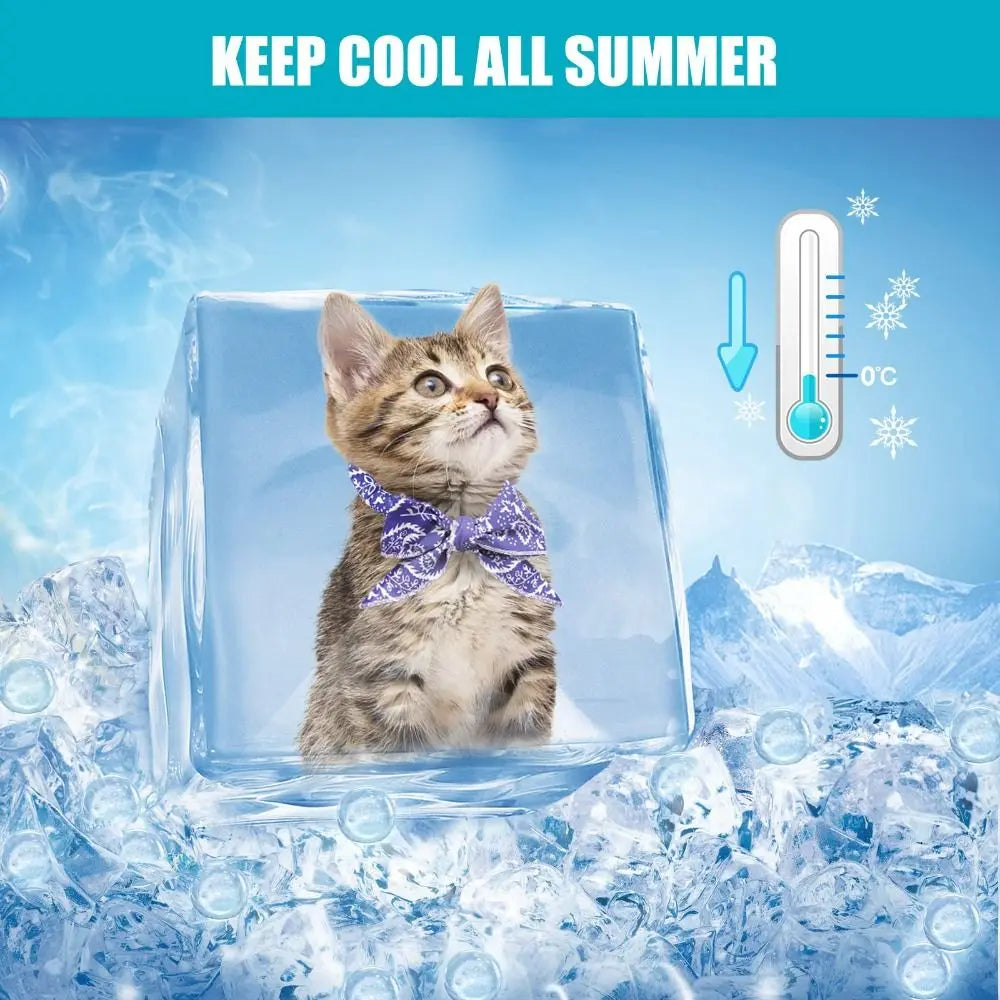 Durable Cute Dog Cooling Bandana Adjustable Fast Cooling Cat Cooling Ice Scarf Reusable Pet Supplies Pet